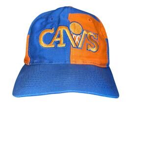 Vintage Cleveland CAVS  Snapback Hat adult Blue orange color block Retro NBA